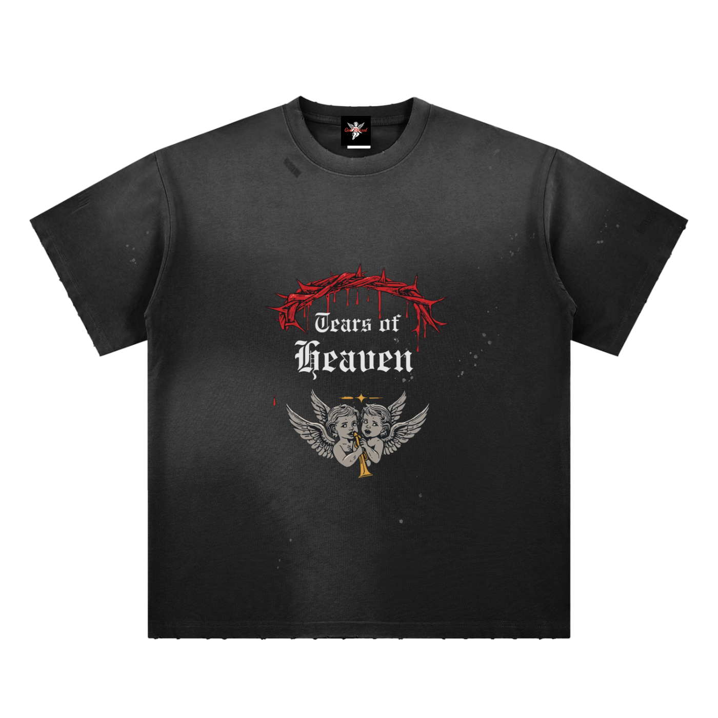 Hand-Frayed Sunfade Paint Splatter T-Shirt