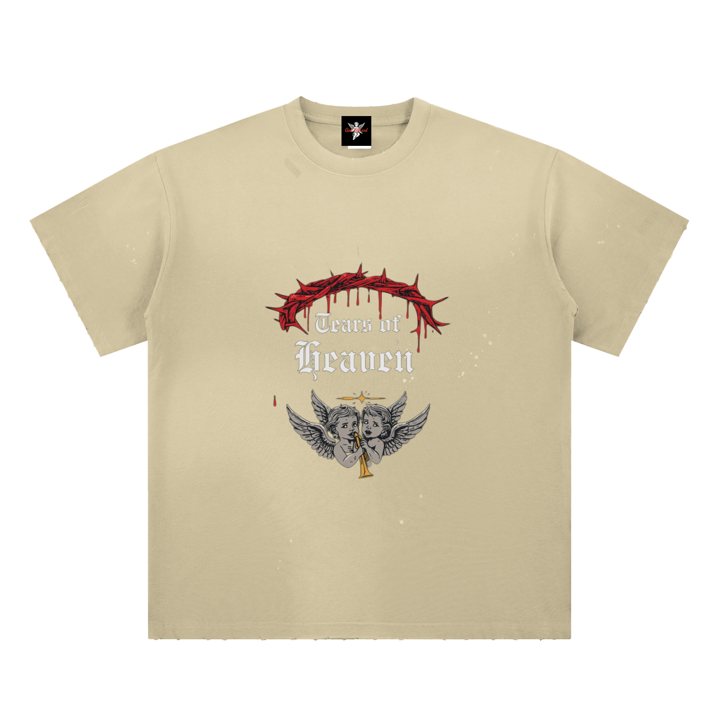 Hand-Frayed Sunfade Paint Splatter T-Shirt