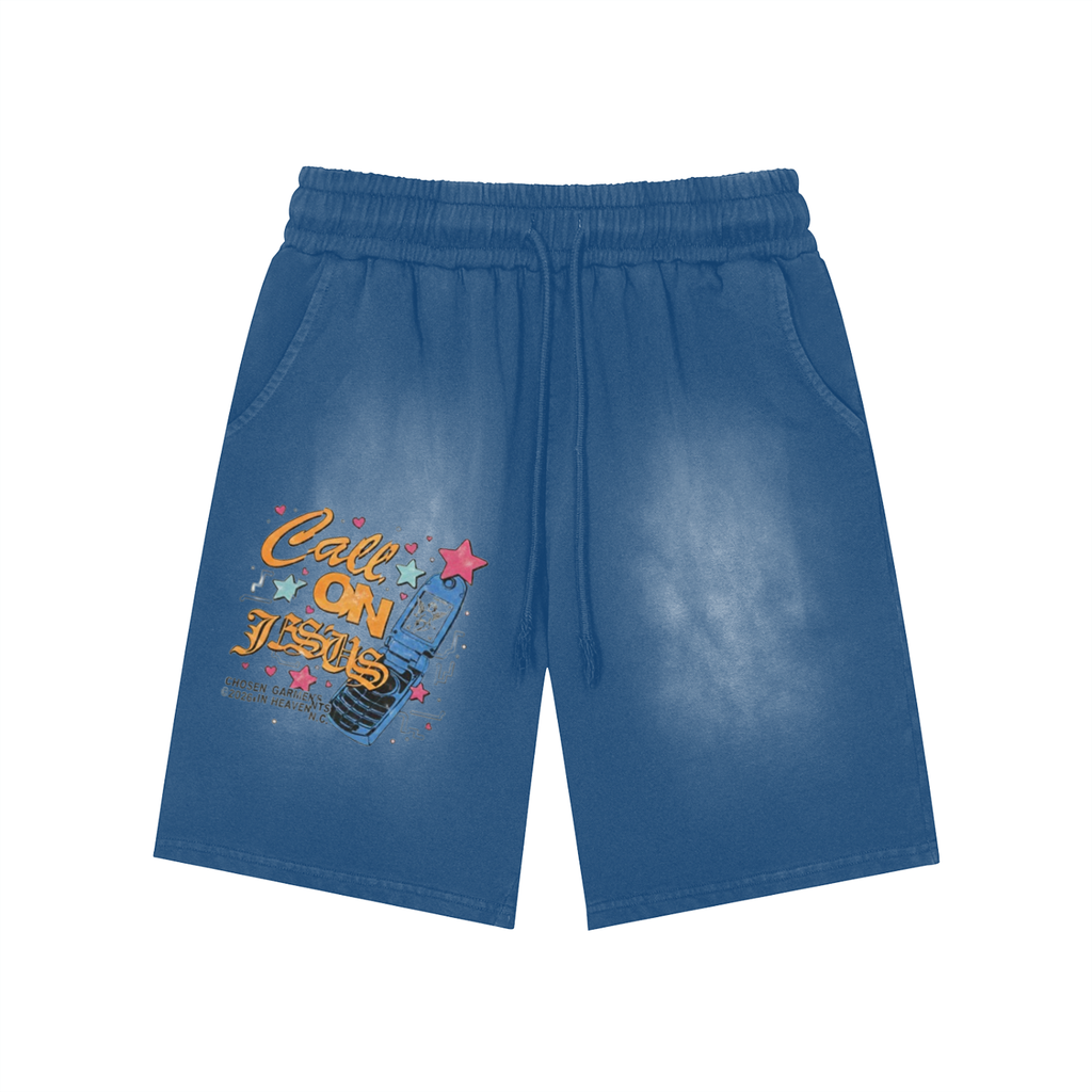 Tears Of Heaven Rectangle Patch Monkey Washed Shorts