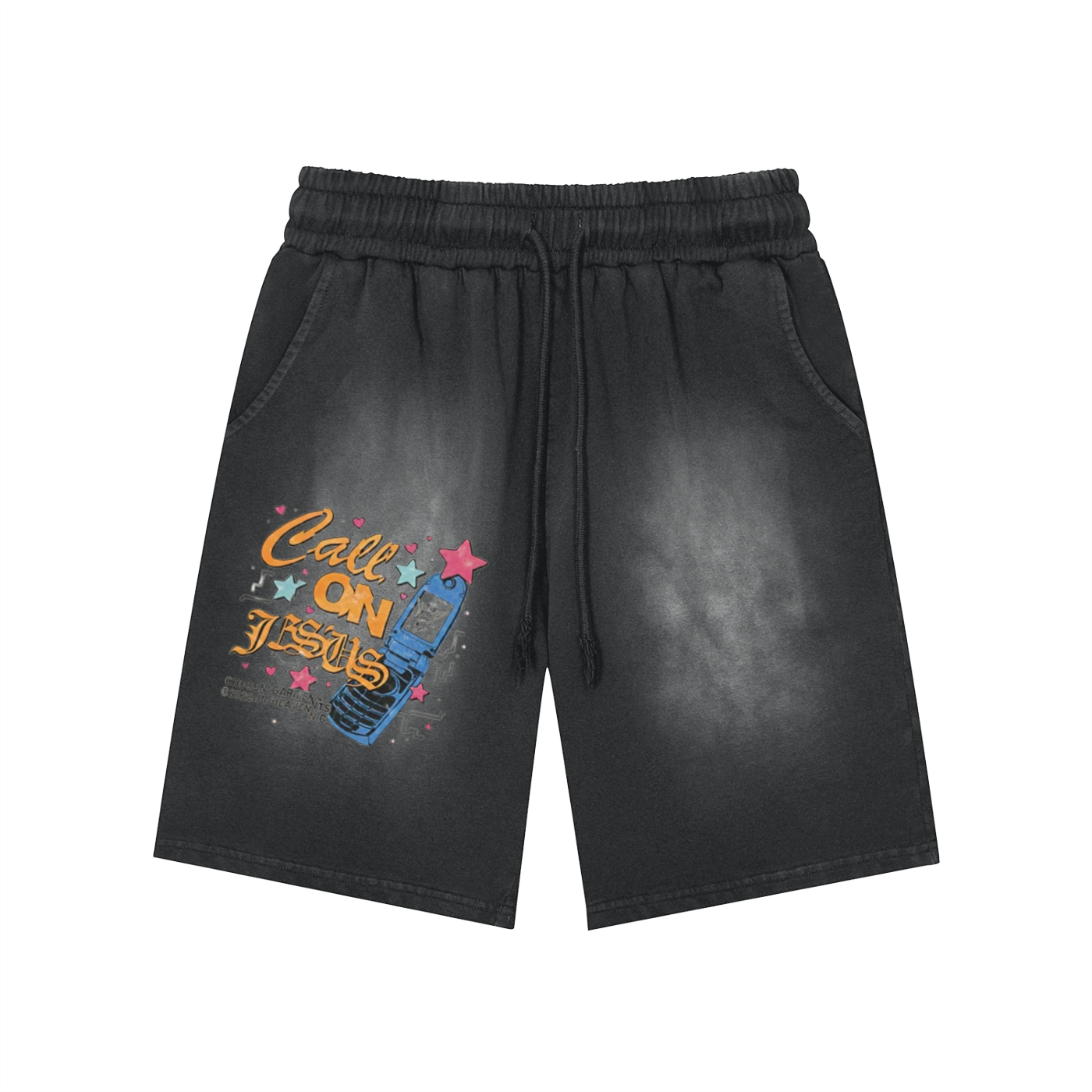 Tears Of Heaven Rectangle Patch Monkey Washed Shorts